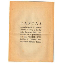 CARTAS CRUZADAS ENTRE D. MANUEL HEDILLA LARREY Y D. RAMÓN SERRANO SUÑER,